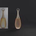 Elegant Brown Perfume Bottle With Slim Body And Black Spherical Cap On Dark Background