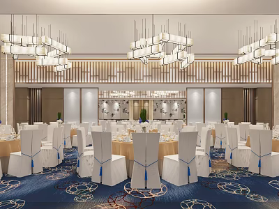 Modern Ballroom Hotel Restaurant Lobby Door Dining Area 3d model