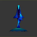 Blue Mushroom Shaped Decorative Ornament Set With Two Sizes And Frosted Base