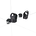 Complete Black Tactical Protective Gear Set With Vests And Helmets 3d model