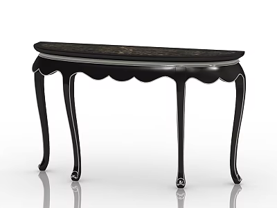 Elegant Black Side Table With Curved Top And Scalloped Legs Design 3d model