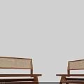 Modern Minimalist Leisure Chair With Wooden Frame Rattan Back And Sleek Legs