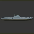Detailed Space Carrier Model With Blue Hull Wooden Deck And Red White Stripes