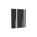 Modern Luxury Wardrobe Design With Black Finish Gold Handles And Mirror Panels