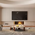 Modern Living Room Interior Design With Curved Ceiling Black Leather Sofa And Coffee Tables