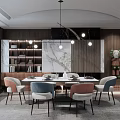 Modern Dining Table and Chair Combination 3d model