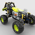 Building Blocks Monster Truck with Large Yellow Gray Tires and Mechanical Structure