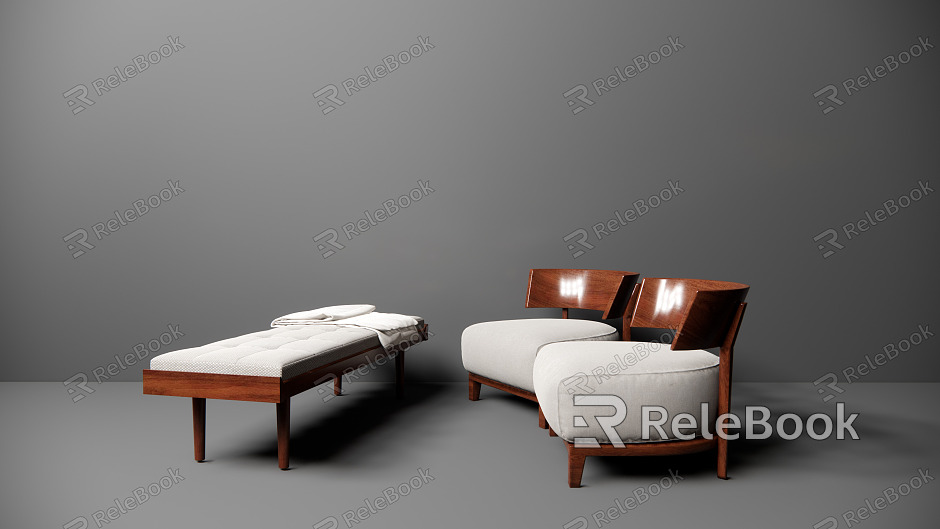 Modern Single Sofa Solid Wood Furniture model