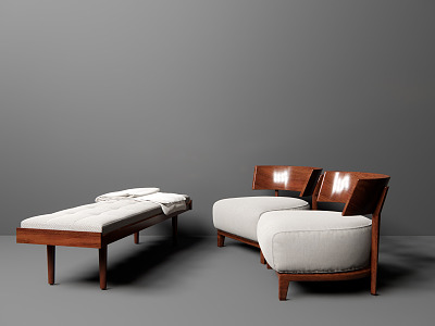 Modern Single Sofa Solid Wood Furniture model