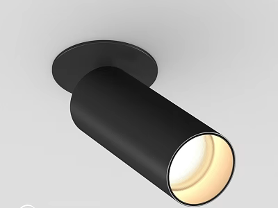 Sleek Modern Black Downlight Spotlight With Cylindrical Design And Warm Glow 3d model