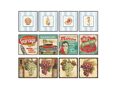 Vintage Advertisement Character Paintings With Retro Style Framed Artworks 3d model