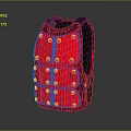 Character Creature Themed Backpack With Red Fabric And Silver Metallic Plates