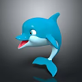 Cute Blue Cartoon Dolphin Character With Smiling Face And Shiny Surface