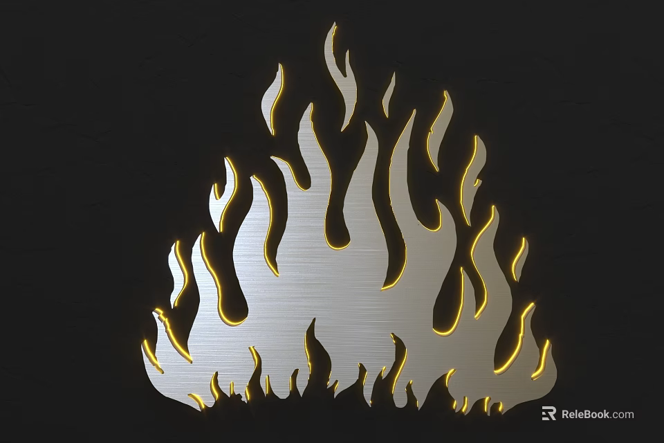 Modern Flame Shaped Metallic Wall Decor With Silver And Gold Accents 3d model 