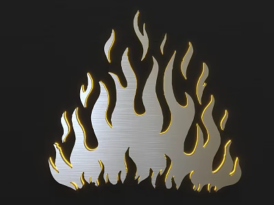 Modern Flame Shaped Metallic Wall Decor With Silver And Gold Accents 3d model