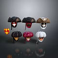 Colorful Venetian Masks with Various Designs and Feather Decorations