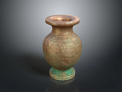 Carved Vase Sculpture With Spiral Texture And Green Base Design 3d model