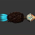 Colorful Cartoon Flying Animal 3D Model With Blue Feathers Brown Body And Orange Legs