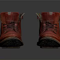 Red Leather Lace up Ankle Boots With Distressed Finish And Classic Design