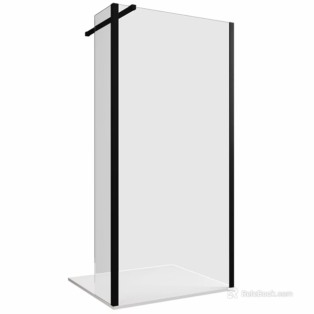 Modern Shower Sauna Design With Glass Partition And Black Frame 3d model 
