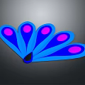 Peacock Feathers in Blue and Purple Fan Shaped Design with Round Spots