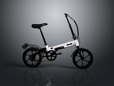 Folding Bicycle With White Frame Black Wheels And Modern Compact Design 3d model