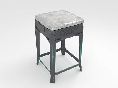 Modern Bar Stool With Gray Cushioned Seat Black Frame And Sturdy Cross Support 3d model
