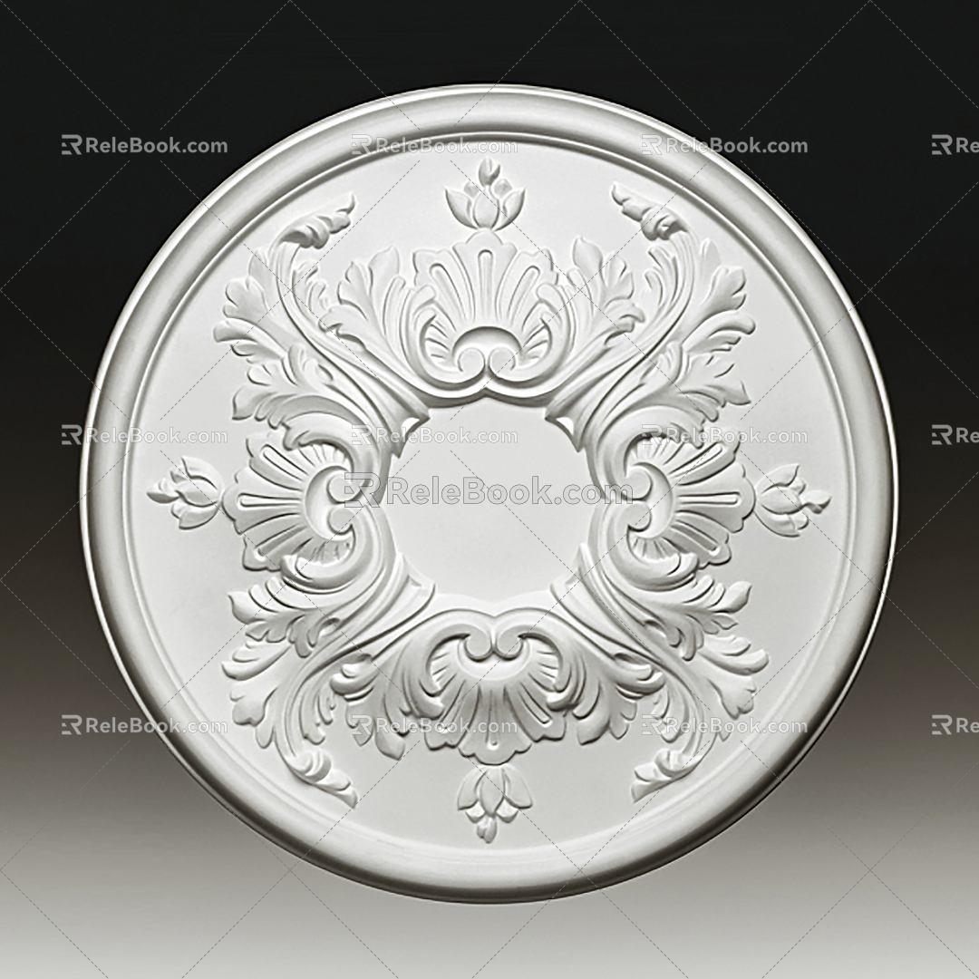 European-style lamp plate carved 3d model