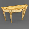 Elegant Gilded Demilune Console Table With Two Decorative Drawers For Classic Luxury Entryway Furnishing