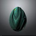 Mystical Creature Teal Textured Egg With Swirl Patterns And Yellow Accents