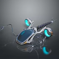Futuristic Mechanical Device With Blue Glowing Lights And Metallic Components 3d model