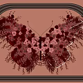 Elegant Butterfly Shaped Floral Installation with Pink Red Blooms and Green Foliage in Arched Frame