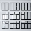 Various Modern Window Designs With Black Frames And Multiple Glass Panel Styles 3d model