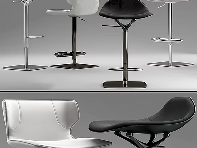 Modern Bar Stools With Black And White Design Metal Frames And Comfortable Seating 3d model