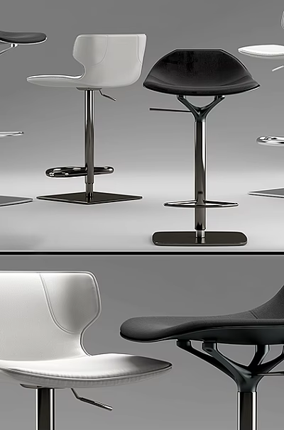 Modern Bar Stools With Black And White Design Metal Frames And Comfortable Seating 3d model