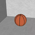 Orange Basketball With Black Stripes As Sports Equipment Placed In Gray Indoor Corner