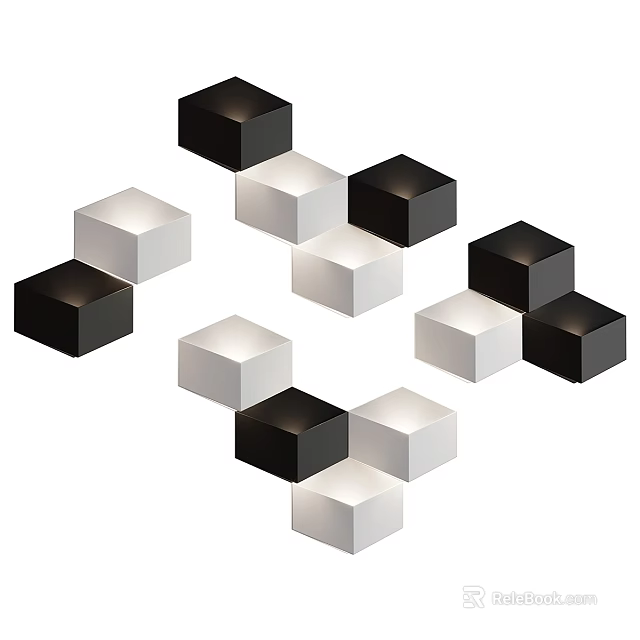 Modern Geometric Wall Lamp With Black And White Cube Design For Interior Decoration 3d model 