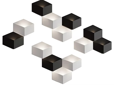 Modern Geometric Wall Lamp With Black And White Cube Design For Interior Decoration 3d model
