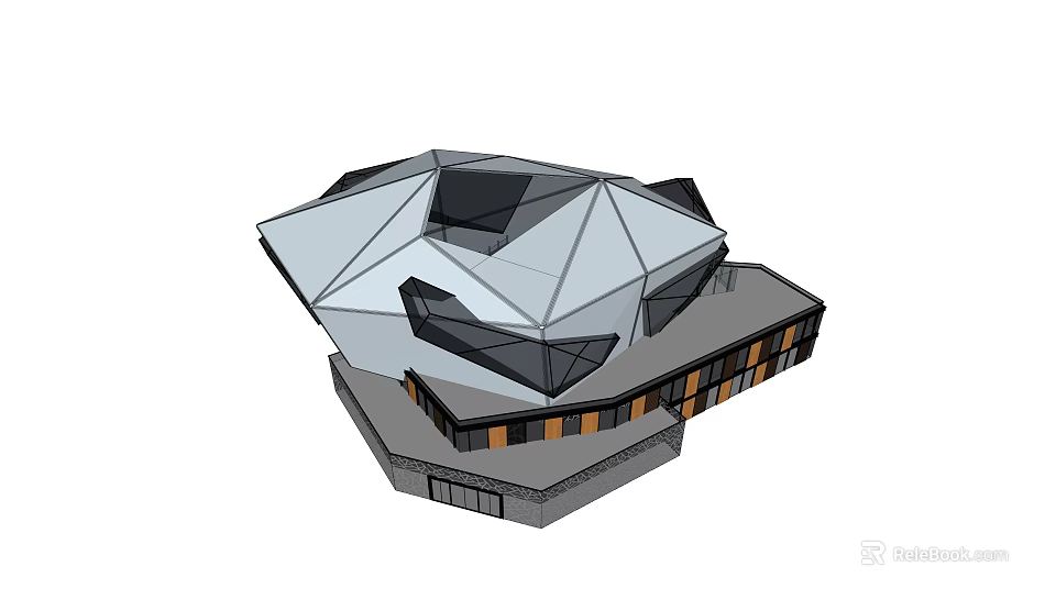 Modern Architectural Structure With Polygonal Roof And Contemporary Design Elements 3d model 