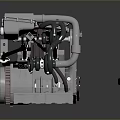 Detailed Industrial Mechanical Equipment Engine With Metal Pipes And Components