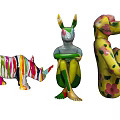 Colorful Animal Shaped Decorative Ornament Set With Artistic Patterns For Home Decor
