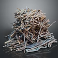 Natural Wood and Stone Raw Materials Piled Together as Construction Supplies