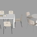 Modern Minimalist Meeting Table And Chairs With White Top Beige Seats Metal Legs