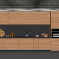 Modern Kitchen Interior Design With Wooden Cabinets Black Countertop And Appliances
