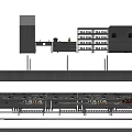 Stainless Steel Commercial Kitchen Appliances With Stoves Refrigerators Cabinets And Shelves