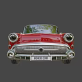Classic Red and White Station Wagon with Chrome Accents and Vintage Wheels
