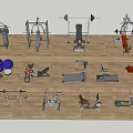 Diverse Sports Equipment Collection With Dumbbells Barbells Exercise Benches Yoga Balls And Treadmills