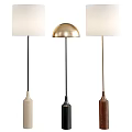 Three Modern Floor Lamps With Different Base Materials And Shade Designs 3d model