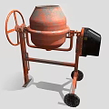 Orange Industrial Concrete Mixer With Metal Stand Wheels And Rotating Drum
