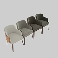 Modern Upholstered Accent Chair With Light Gray Fabric Brown Armrests And Dark Wood Legs